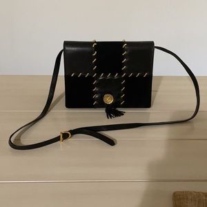 Salvatore Ferragamo Black Leather and Suede Crossbody Bag